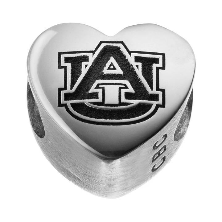 Fiora Sterling Silver Auburn Tigers Logo Heart Bead, Women's, Grey