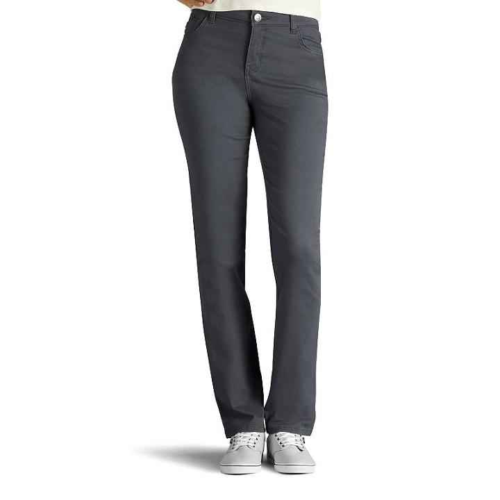 Women's Lee Classic Fit Straight Leg Pants, Size: 10 Short, Grey (charcoal)