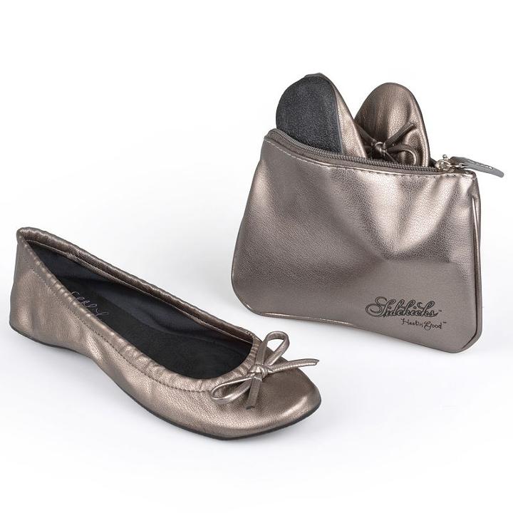 Sidekicks Side Women's Foldable Ballet Flats, Girl's, Size: 10-11, Grey