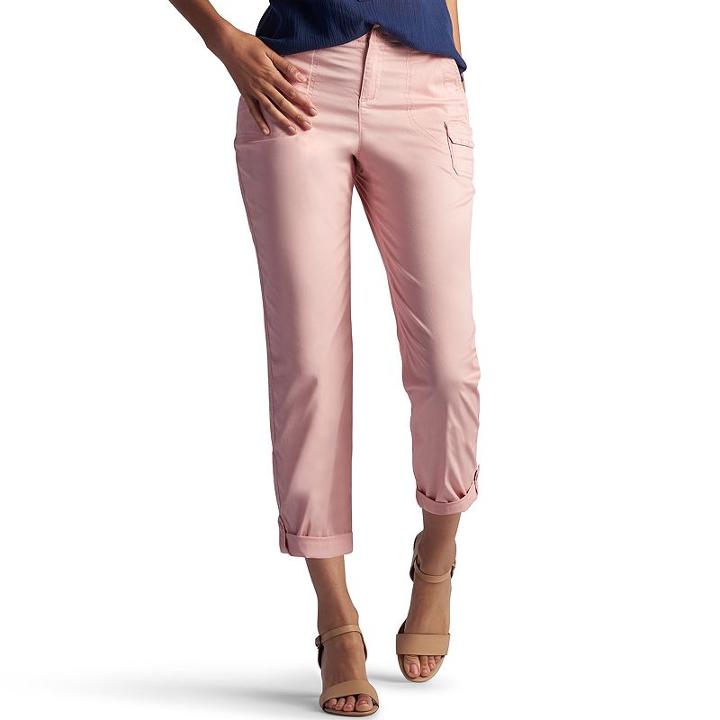 Women's Lee Carsen Relaxed Fit Twill Capris, Size: 16 Avg/reg, Light Red