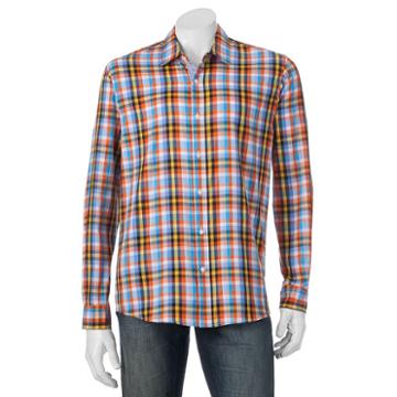 Men's Michael Brandon Southern Vintage Orange Plaid Button-down Shirt, Size: Xxl, Brt Orange