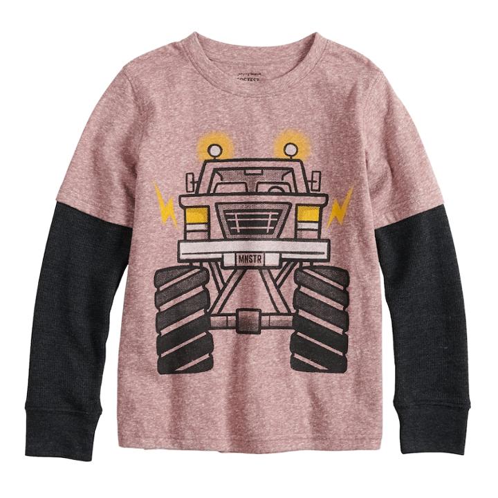 Boys 4-12 Jumping Beans&reg; Thermal Mock Layer Softest Graphic Tee, Size: 6, Dark Red