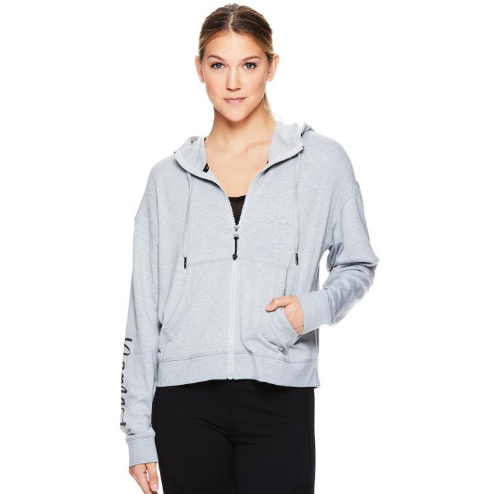 Women's Gaiam Nirvana Namaste Graphic Crop Hoodie, Size: Large, White
