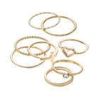 Lc Lauren Conrad Heart, Sideways Cross And Textured Midi Ring Set, Women's, Gold