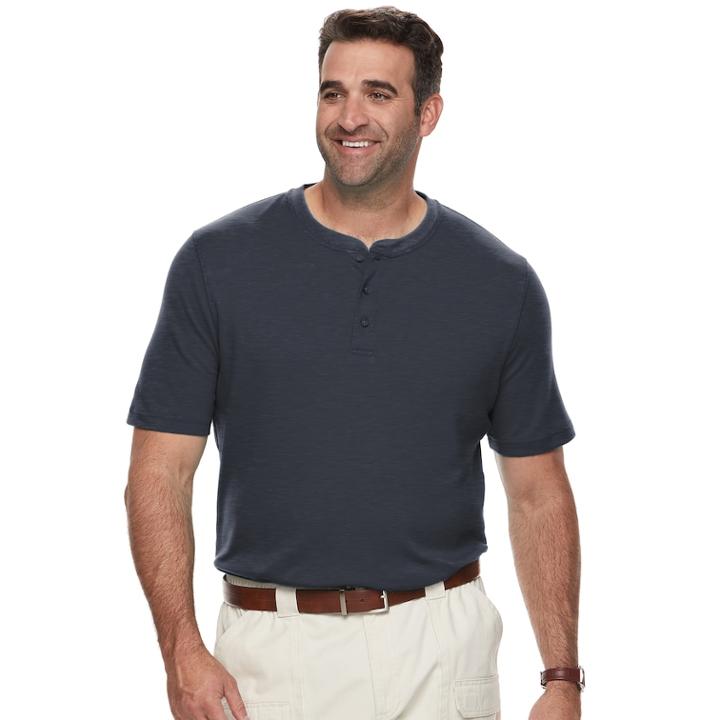 Big & Tall Croft & Barrow&reg; Classic-fit Easy-care Interlock Henley, Men's, Size: 3xb, Blue (navy)