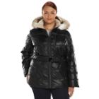 Plus Size Halifax Faux-fur Hooded Puffer Jacket, Women's, Size: 1xl, Black