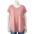 Plus Size Lc Lauren Conrad Lace-trim Top, Women's, Size: 0x, Med Pink