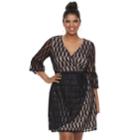 Juniors' Plus Size Wrapper Lace Faux-wrap Dress, Teens, Size: 3xl, Dark Blue