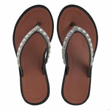 Girls 4-16 Elli By Capelli Gem & Rhinestone Wedge Flip Flops, Size: 3/4, Black