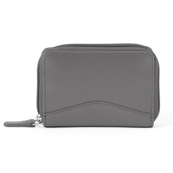 Ili Leather Rfid-blocking Mini Card Case, Women's, Grey