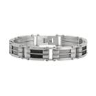 Lynx Two Tone Ion-plated Stainless Steel Cable Link Bracelet - Men, Size: 9, Black