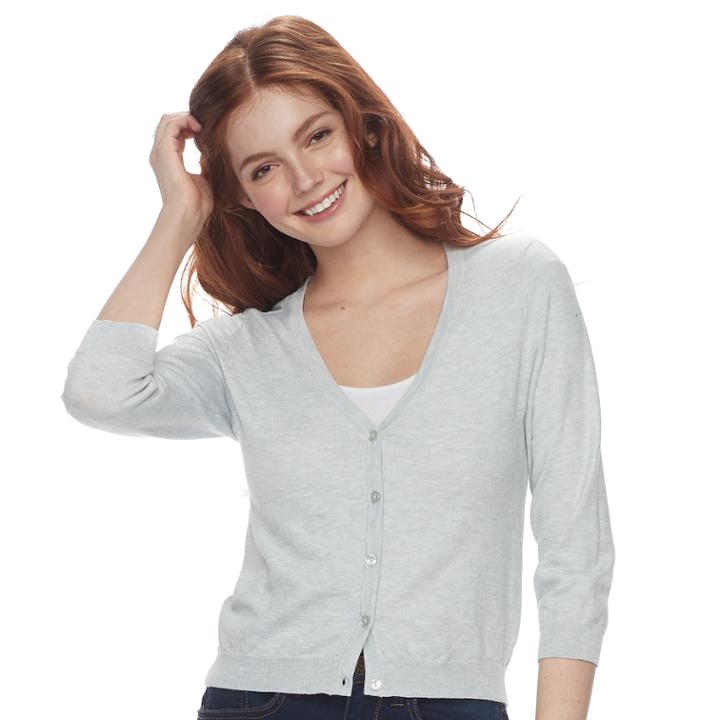 Juniors' Cloud Chaser Cropped Cardigan Sweater, Teens, Size: Medium, Grey