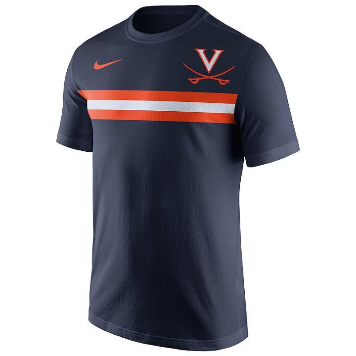 Men's Nike Virginia Cavaliers Team Stripe Tee, Size: Small, Blue (navy)