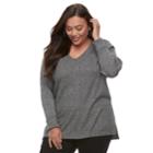 Plus Size Apt. 9&reg; Mixed Ribbed V-neck Sweater, Women's, Size: 1xl, Black