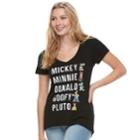 Disney's Mickey & Minnie Juniors' Fab Five List Graphic Tee, Teens, Size: Small, Black