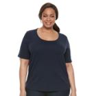 Plus Size Croft & Barrow&reg; Scoopneck Tee, Women's, Size: 2xl, Blue