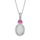 Lab-created Opal & Gemstone Sterling Silver Halo Pendant Necklace, Women's, White