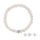 Charming Girl Kids' Simulated Pearl & Crystal Stretch Bracelet & Stud Earring Set, White