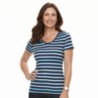 Women's Croft & Barrow&reg; Essential Classic V-neck Tee, Size: Xxl, Dark Blue