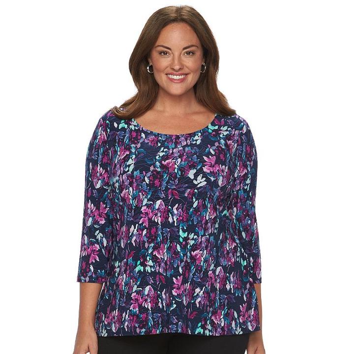 Plus Size Croft & Barrow&reg; Jacquard Wave Tee, Women's, Size: 1xl, Blue