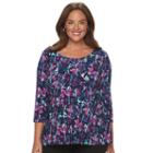Plus Size Croft & Barrow&reg; Jacquard Wave Tee, Women's, Size: 1xl, Blue