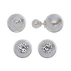Pure 925 Simulated Pearl & Cubic Zirconia Sterling Silver Front-back Stud Earring Set, Women's, Grey