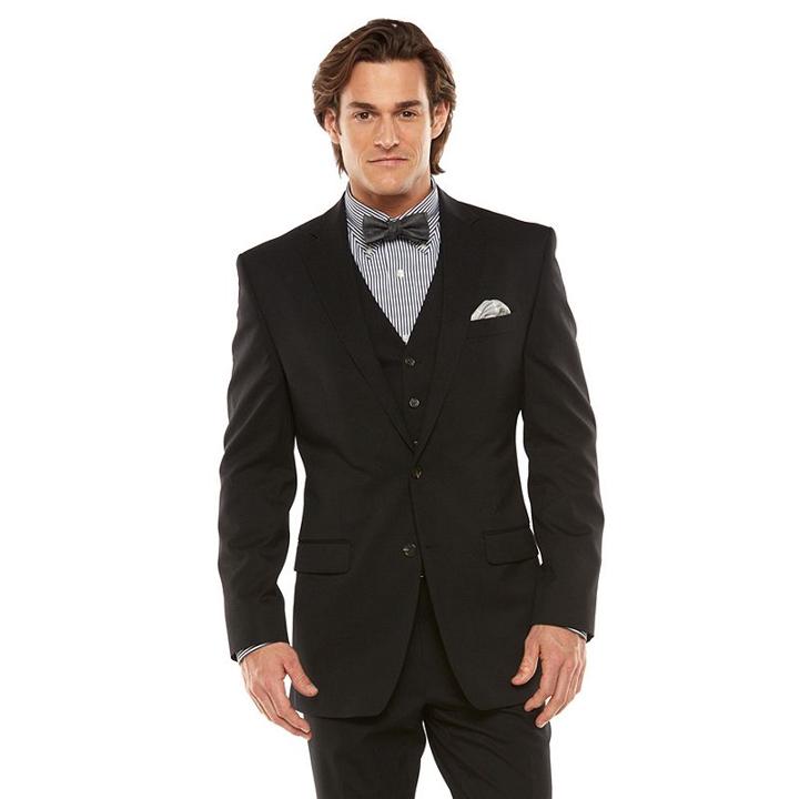 Big & Tall Chaps Classic-fit Black Shadow Wool-blend Comfort Stretch Suit Jacket, Men's, Size: 52 Long