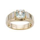 Men's 10k Gold Green Quartz & Diamond Accent Ring, Size: 11