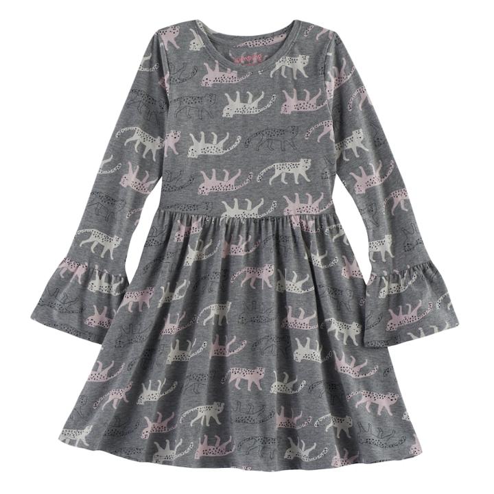 Girls 4-10 Jumping Beans® Bell-sleeved Skater Dress, Size: 8, Med Grey