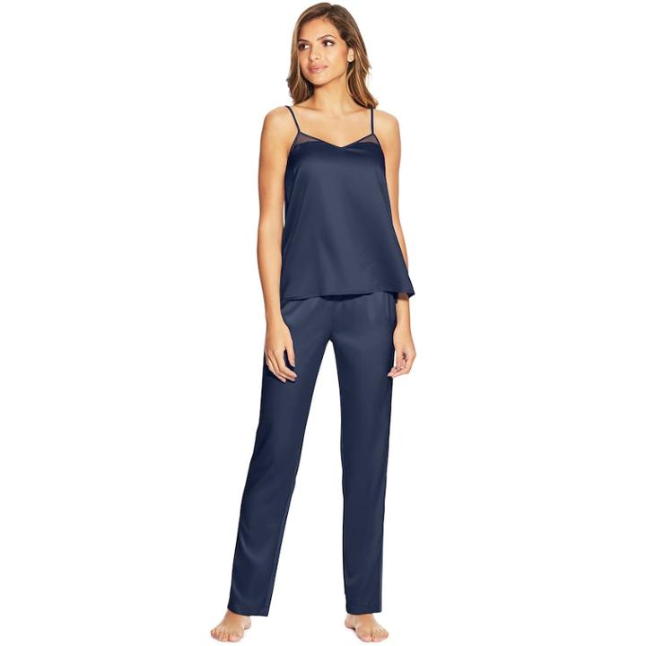 Women's Maidenform Pajamas: Snowbird Chiffon Trim Satin Cami, Size: Xl, Dark Blue