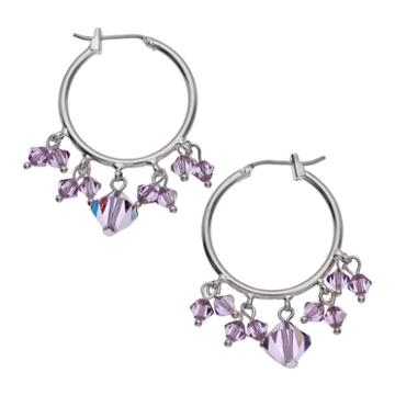 Crystal Avenue Silver-plated Crystal Hoop Earrings - Made With Swarovski Crystals, Women's, Purple