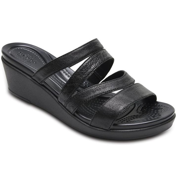 Crocs Leigh-ann Women's Mini Wedge Sandals, Size: 8, Black
