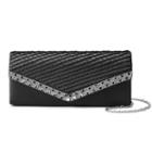 Gunne Sax By Jessica Mcclintock Jacki Satin Pleated Rhinestone Clutch, Women's, Black