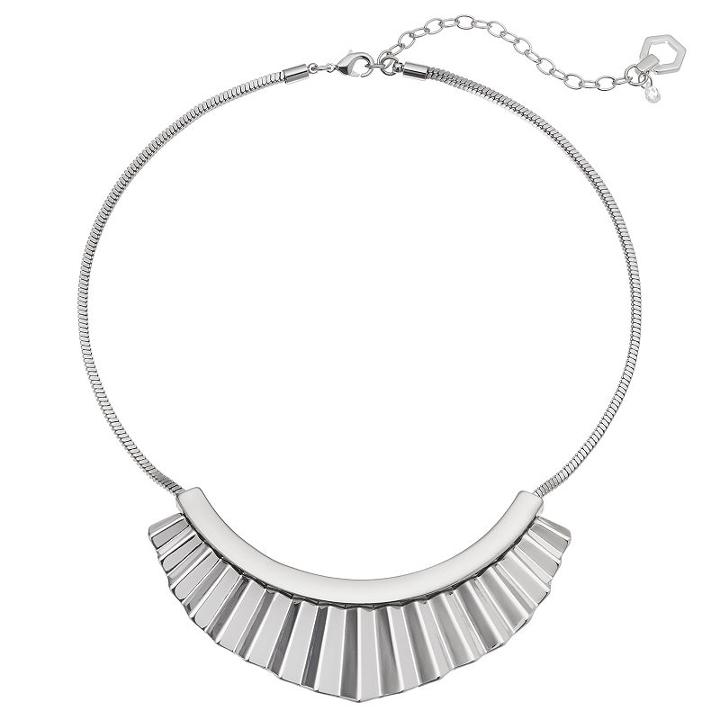 Simply Vera Vera Wang Curved Bar Ruffle Necklace, Women's, Silver