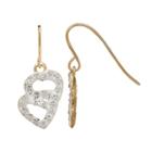 14k Gold Crystal Heart Drop Earrings - Kids, Girl's, White
