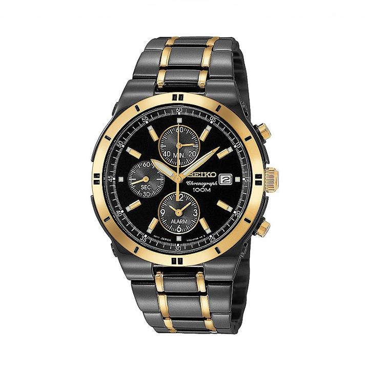 Seiko Men's Two Tone Stainless Steel Chronograph Watch, Multicolor
