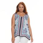 Plus Size Kate And Sam Paisley Handkerchief Tank, Women's, Size: 3xl, Blue Other