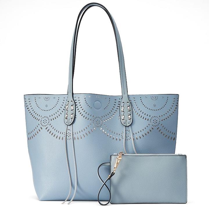 Mellow World Brooklyn Reversible Perforated Tote With Pouch, Women's, Blue