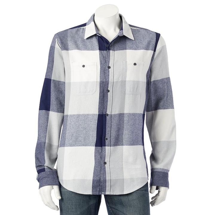 Big & Tall Urban Pipeline&reg; Plaid Flannel Button-down Shirt, Men's, Size: 3xl Tall, Blue