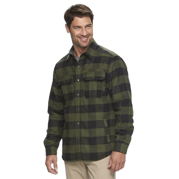 Men's Columbia Fireside Flame Classic-fit Plaid Shirt Jacket, Size: Large, Green Oth