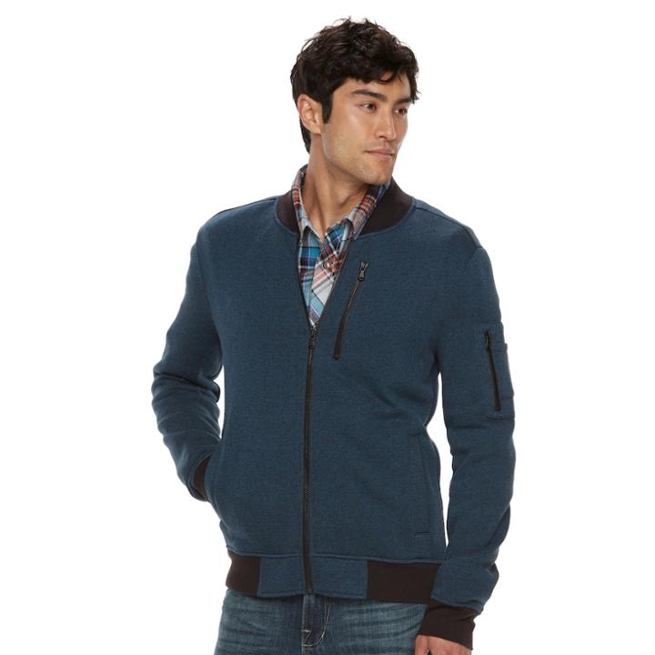 Men's Rock & Republic Textured Bomber Jacket, Size: Medium, Dark Blue