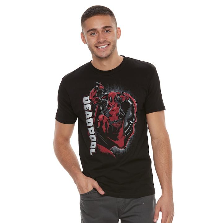 Men's Marvel Deadpool Graphic Tee, Size: Small, Black