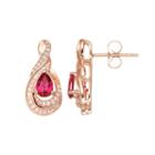 14k Rose Gold Over Sterling Silver Lab-created Ruby & White Sapphire Swirl Drop Earrings, Women's, Red