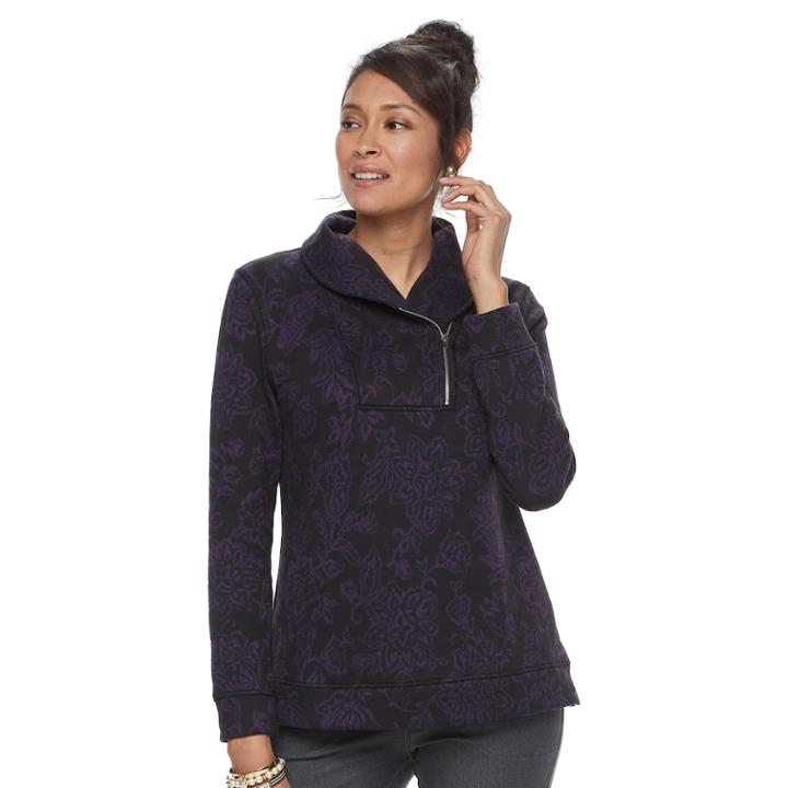 Women's Croft & Barrow&reg; Shawl Collar Sweater, Size: Xl, Black