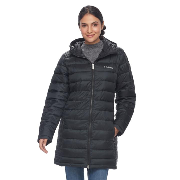 Women's Columbia Frosted Ice Hooded Puffer Jacket, Size: Small, Grey (charcoal)