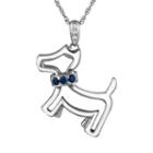 Sterling Silver Lab-created Sapphire And Diamond Accent Dog Pendant, Women's, Size: 18, Blue