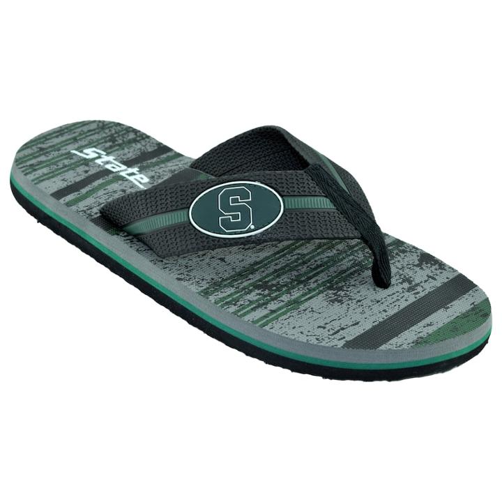 Men's Michigan State Spartans Striped Flip Flop Sandals, Size: Xl, Black