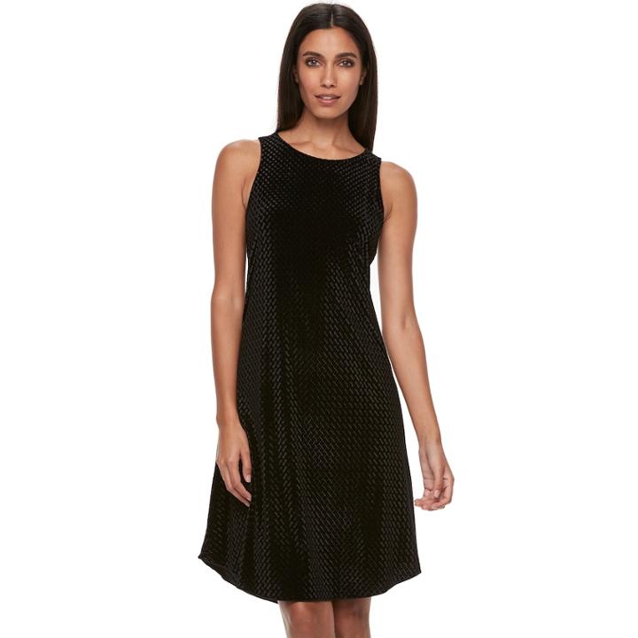 Women's Apt. 9&reg; Velvet Highneck Dress, Size: Xl, Black