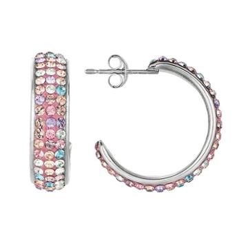 Silver On The Rocks Sterling Silver Crystal J-hoop Earrings - Made With Swarovski Crystals, Women's, Multicolor