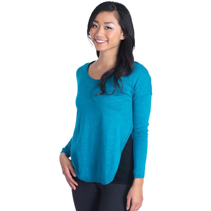 Women's Soybu Zahra Slubbed Colorblock Sweater, Size: Large, Turquoise/blue (turq/aqua)
